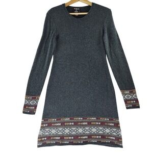 Sherpa Adventure Gear Sweater Dress Womens S Merino Wool Alpaca Fair Isle Gray